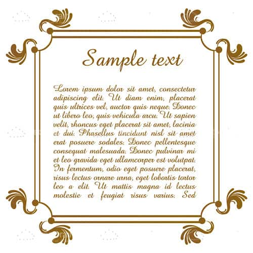 Classic Golden Frame with Floral Ornaments and Sample Text